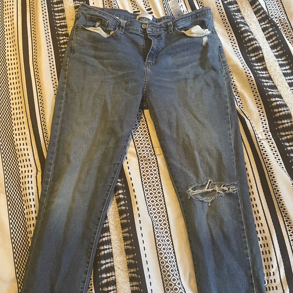 Levi's Blue Ankle Cropped Distressed Jeans